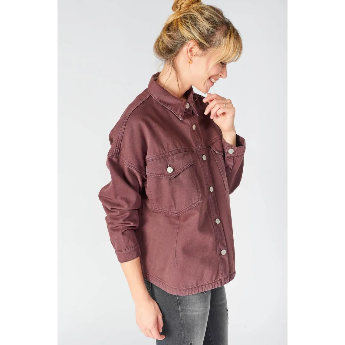 Veste Eliza en jeans lie de vin violet | 3 Suisses